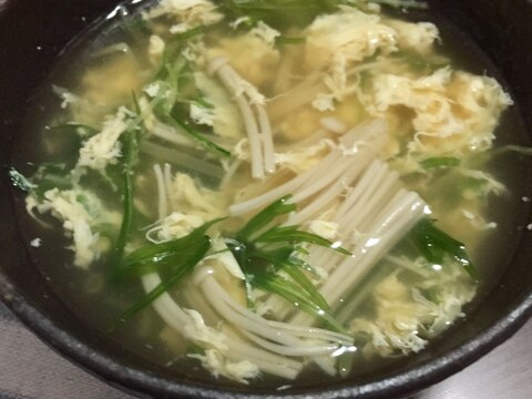 えのきと水菜のかきたま中華スープ